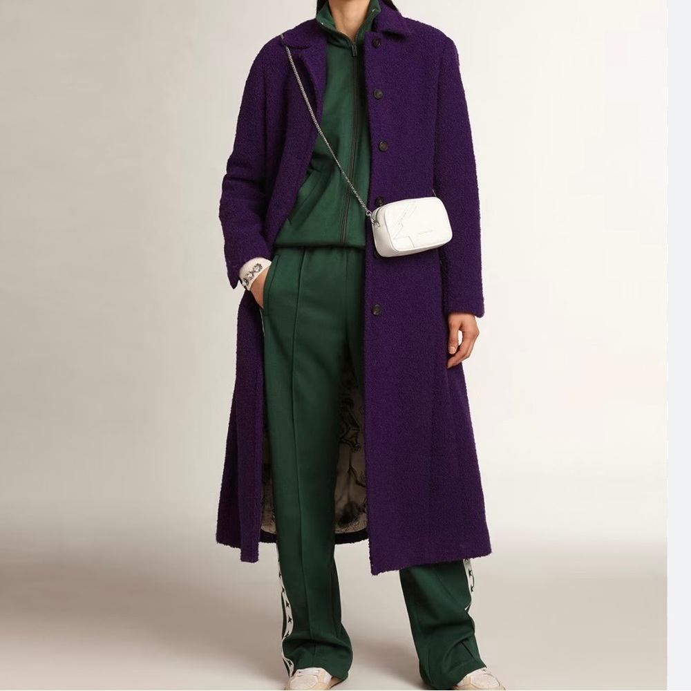 Purple Wool Vintage Button Down Long Jacket